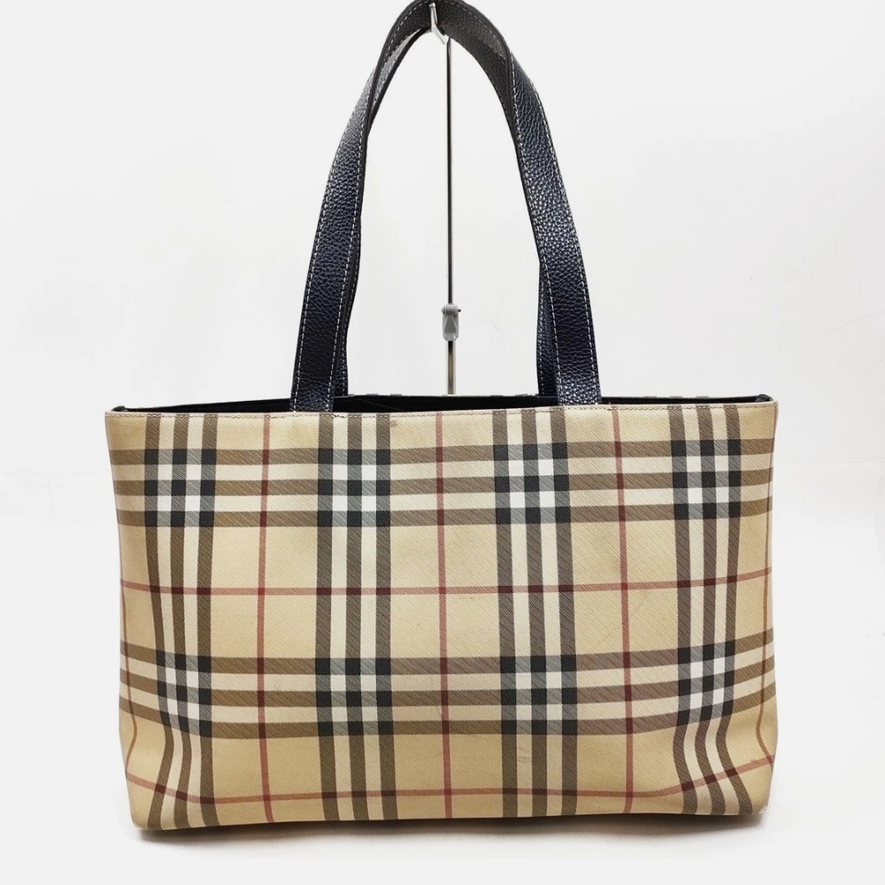 Burberry Beige and Black Plaid Tote